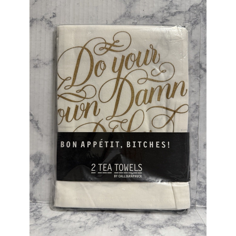 Bon Appetit, Bitches 2 Tea Kitchen Towels by Calligraphuck Crass Funny Gift NEW